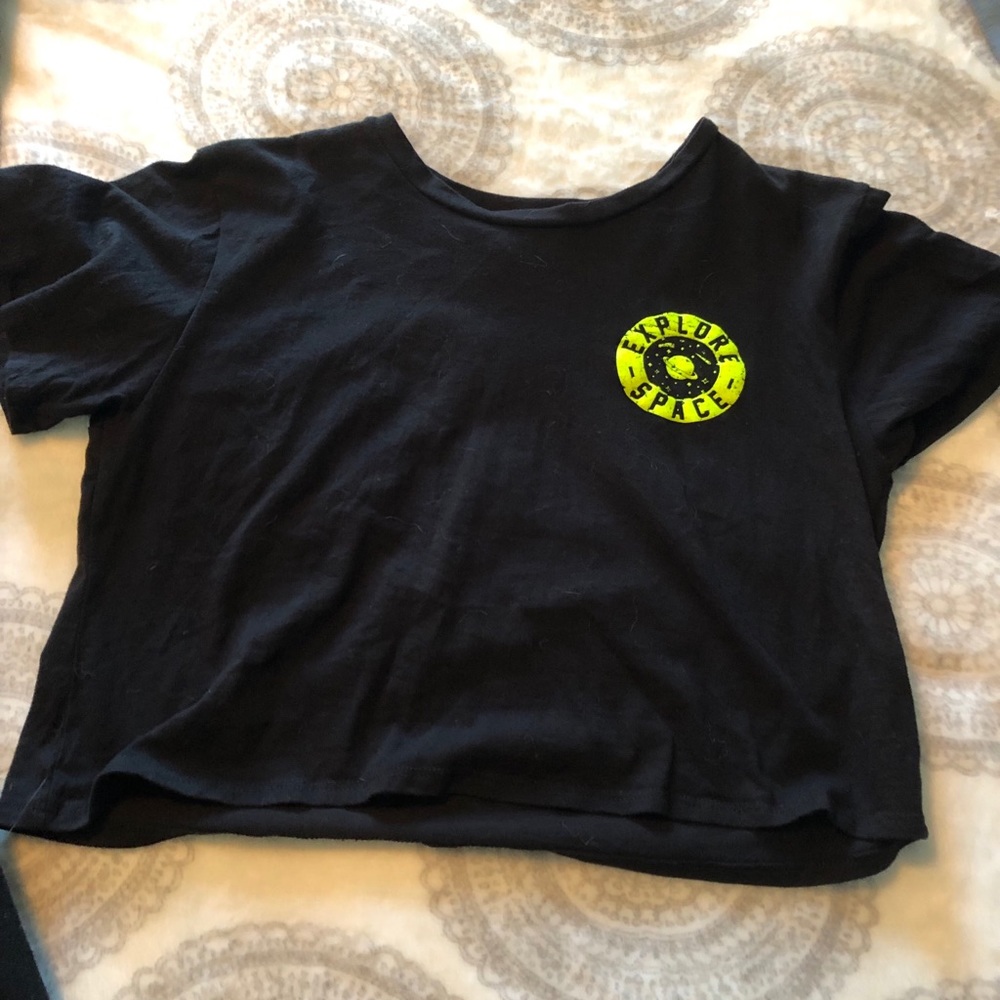 Black Explore Space Crop Top